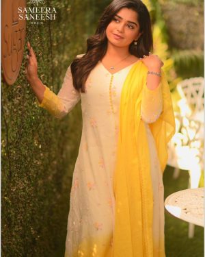 Dip Dyed Embroidered Chanderi Cotton Aline Kurta