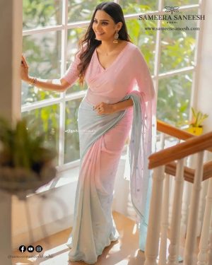 Dip Dyed Georgette Saree with Blouse Material