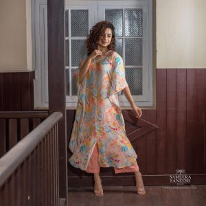 Multi Printed Muslin Silk Floral Printed Kaftan