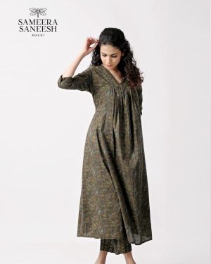 Printed cotton Aline Kurta Set