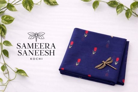 BLUE ORCHID CHANDHERI UNSTICHED MATERIAL
